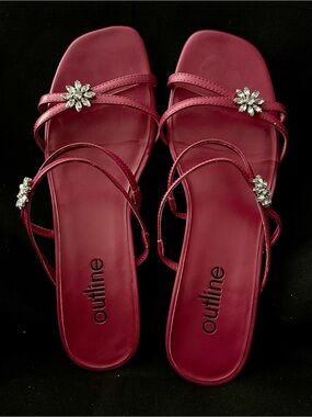 Outline Strappy Gem-Embellished Sandals